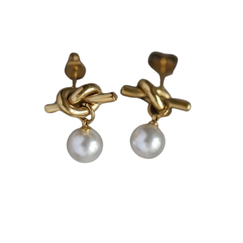 Arete perla y nudito