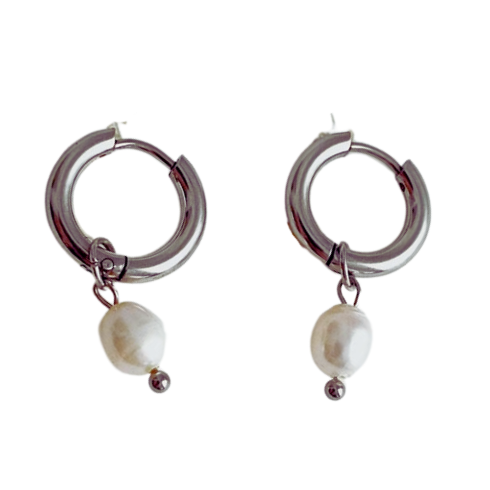 Pearl hoops plata